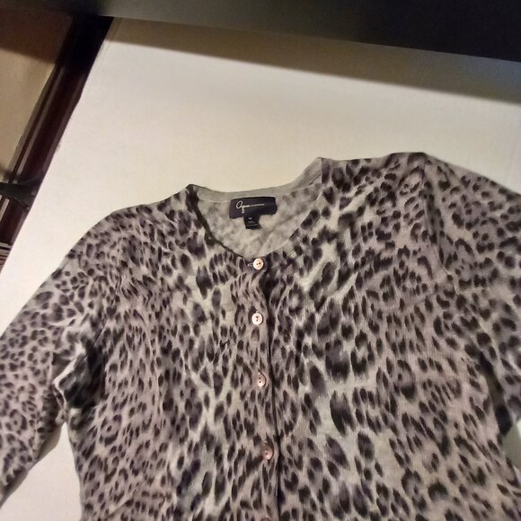 AQUA brand Leopard CASHMERE cardigan M - Picture 3 of 5